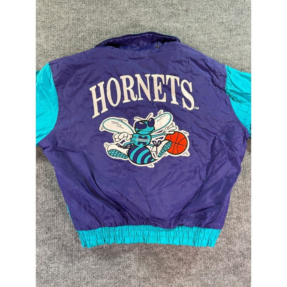 Vintage Nutmeg Charlotte Hornets 1/2 Zip Jacket Mens Large Teal Purple 90s NBA - Picture 15 of 16